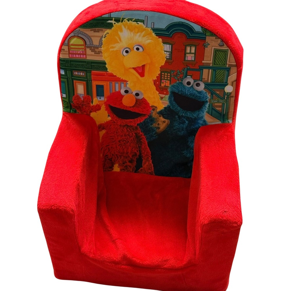 2009 Sesame Street Elmo Big Bird Cookie Monster Red Plush Toddler Foam Chair